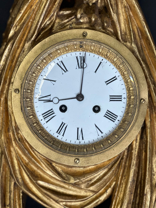19th Century Austrian Empire Gilt-wood Wall Clock