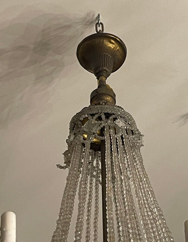 19th Century French Empire Beaded Crystal Chandelier