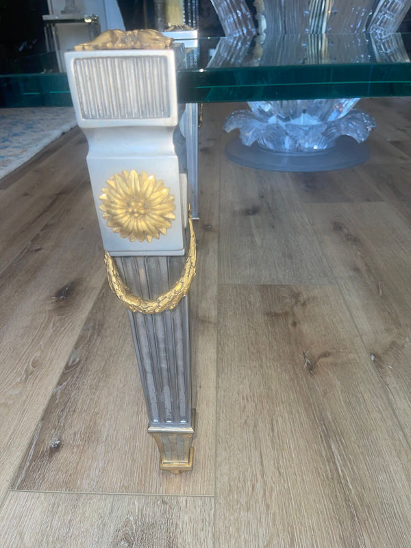 P.E. Guerin Louis XVI Style Bronze Garland Coffee Table. U.S.A Late 20th Century