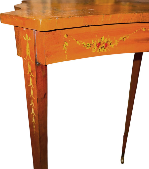 19th Century English Adam Style Satinwood & Maple Scalloped Side Table.