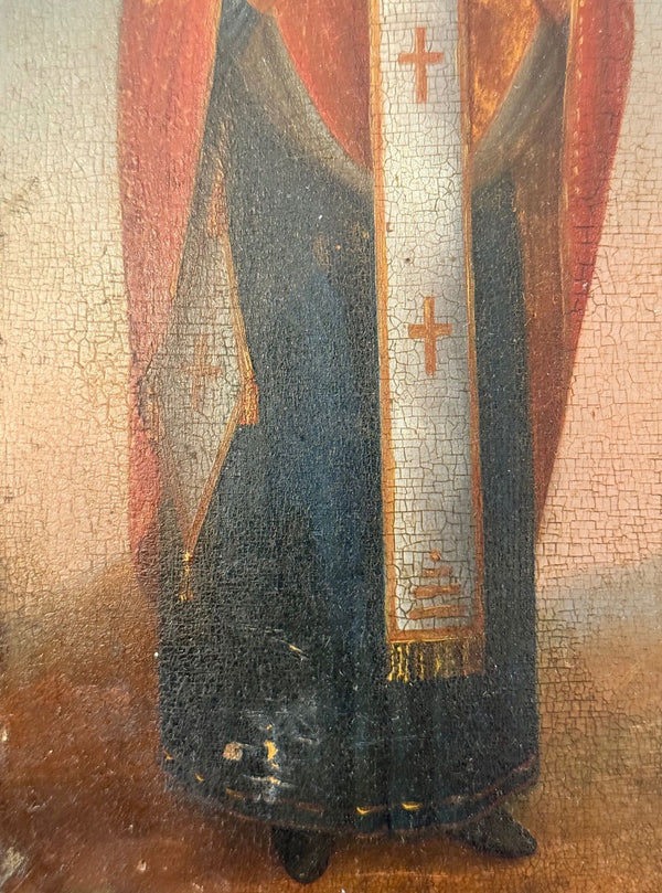 19th Century Russian Orthodox Icon of St. Nicholas & St. Eustolia
