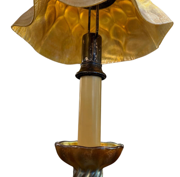 Louis Comfort Tiffany Favrile Glass Candle Lamp. Early 20th Century.