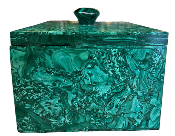 Large Italian Malachite Lidded Decorative Box on Ball Feet. 20th Century.