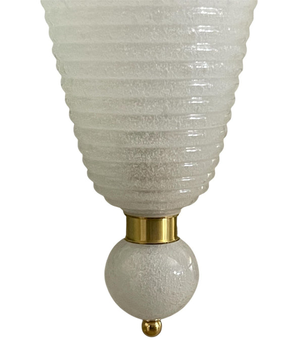 Set of Six Italian Modernist Murano Glass Sconces w/ White Gold Flecks – 21st C.