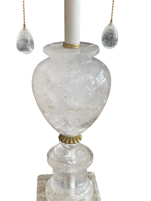Pair of French Carved Rock Crystal Table Lamps, 20th Century