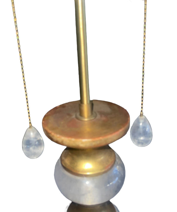 Set of Four Italian Rock Crystal & Giltwood Table Lamps 22-K Gold Leaf. 1980's.