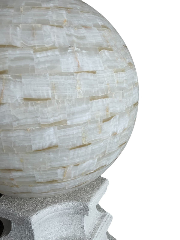 Oversized Pair of Onyx Floor Lamps with Sculptural Base. U.S.A. 1980's