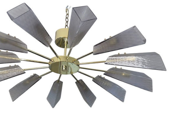 Ventilatore Style Chandelier with Murano Glass Tiles, Italy, 1980's.