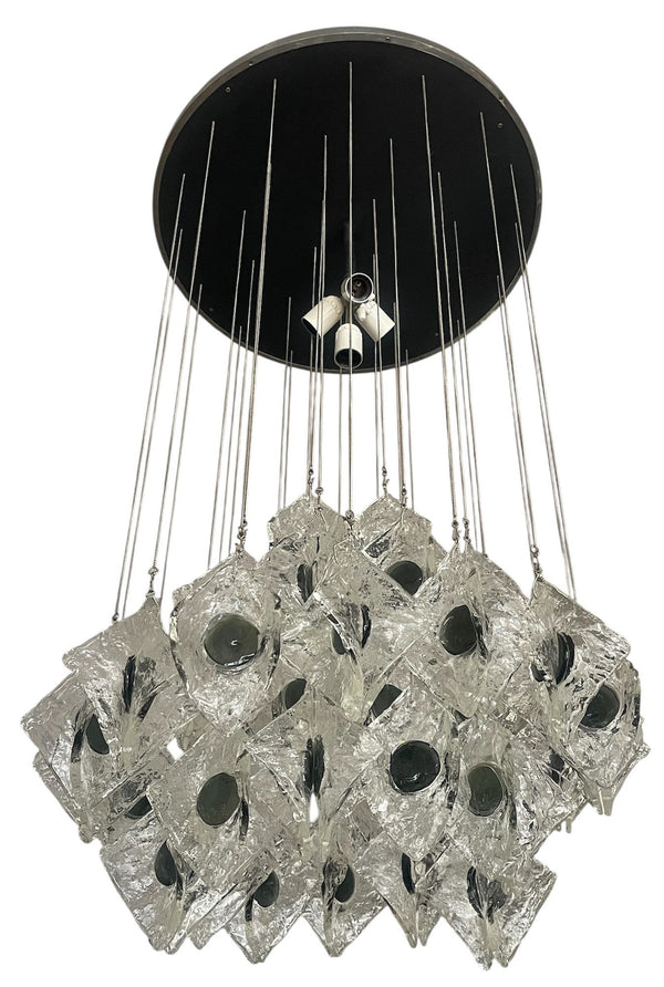 Kalmar "Eliche" Chandelier with Mazzega Murano Glass. Austria / Italy, 1960's