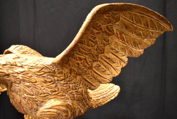 Pair of Hand-Carved Water Gilt & Rock Crystal Eagle Sculptures