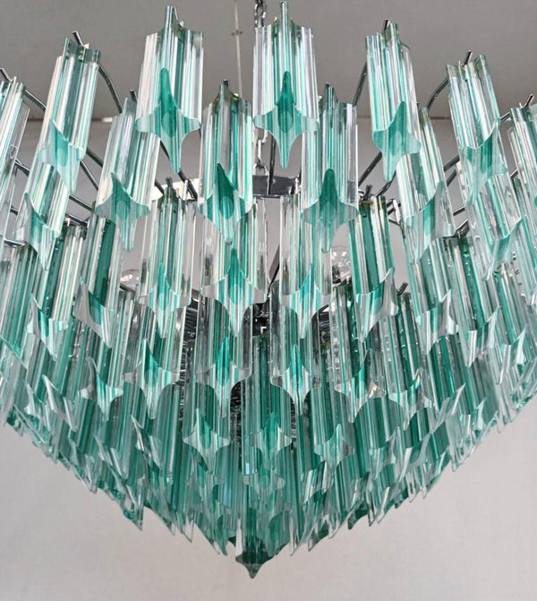 Vintage Aquamarine Quadrieri Murano Glass Chandelier. Italy, 1960's.