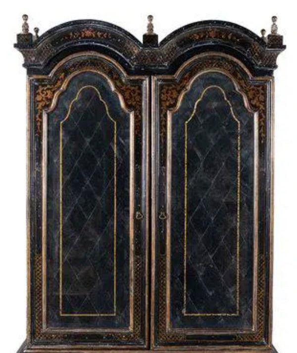 George II Style Black and Gilt-Japanned Bureau Bookcase, Early 20th Century