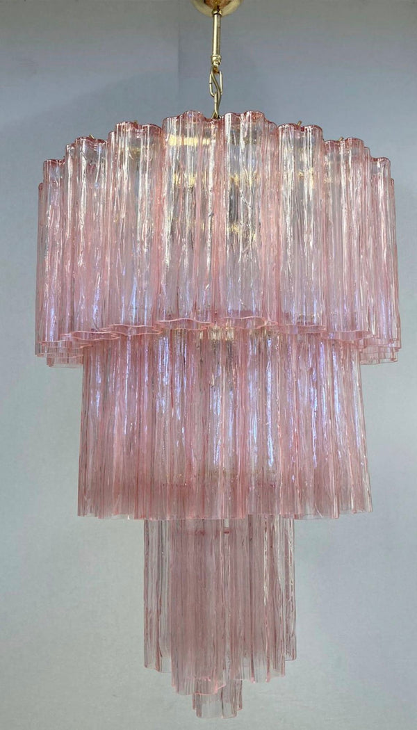 Vintage Pink Tronchi Murano Glass Chandelier. Italy, 1960's.