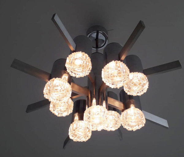 Vintage Italian Chandelier/Pendant by Gaetano Sciolari, Italy, 1970's.