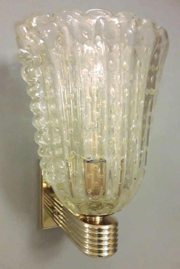 Set of Six Gold Bollicine Murano Sconces by Barovier e Toso. Italy, 1950's.