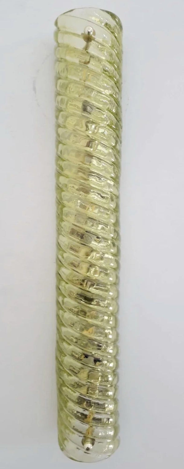 Pair Canale Sconces in Rare Chartreuse Green by Barovier e Toso. Italy, 1960's.