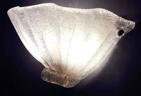 Pair of Italian Graniglia Murano Glass Uplight Sconces with Gold Flecks. 1960's.