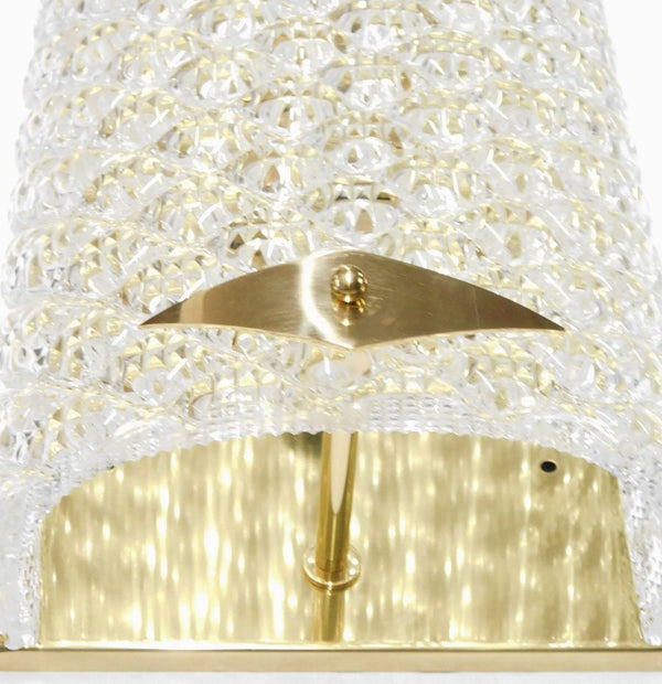 Pair of “Diamante” Murano Glass and Brass Sconces. Italy, 1980's.