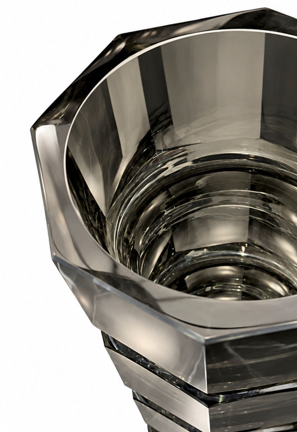 Pair of Art Deco Cut Crystal Vases in the Manner of Josef Hoffmann for Moser.