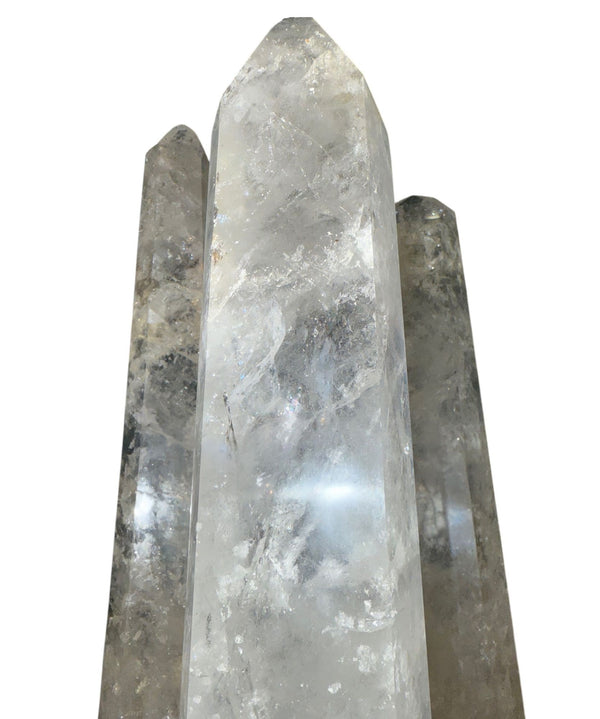 Set of Five Rock Crystal Obelisk Towers on Giltwood Bases. U.S.A. 20th Century.