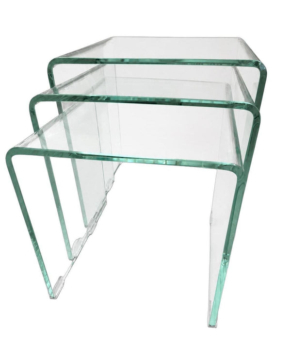Pair of Italian Waterfall Glass Nesting Tables, 20th Century