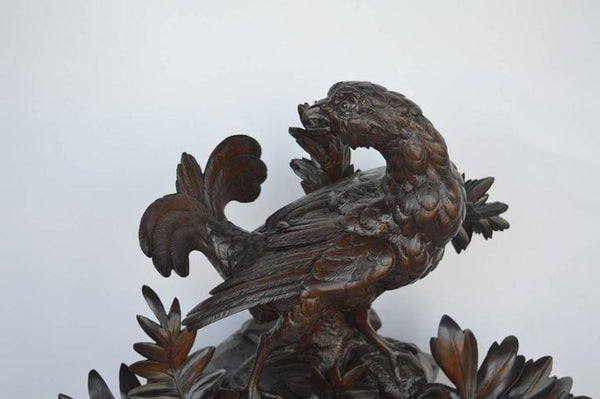 Mid-19th Century German Hand-Carved Maple Clock with Pheasants