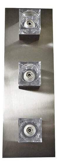 Set of Four Sciolari Glass Cube & Brushed Nickel Sconces. Italy, 1960's.