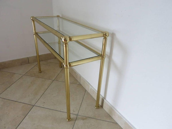 Pair of Italian Midcentury Brass Console Table, Italy, 1950s
