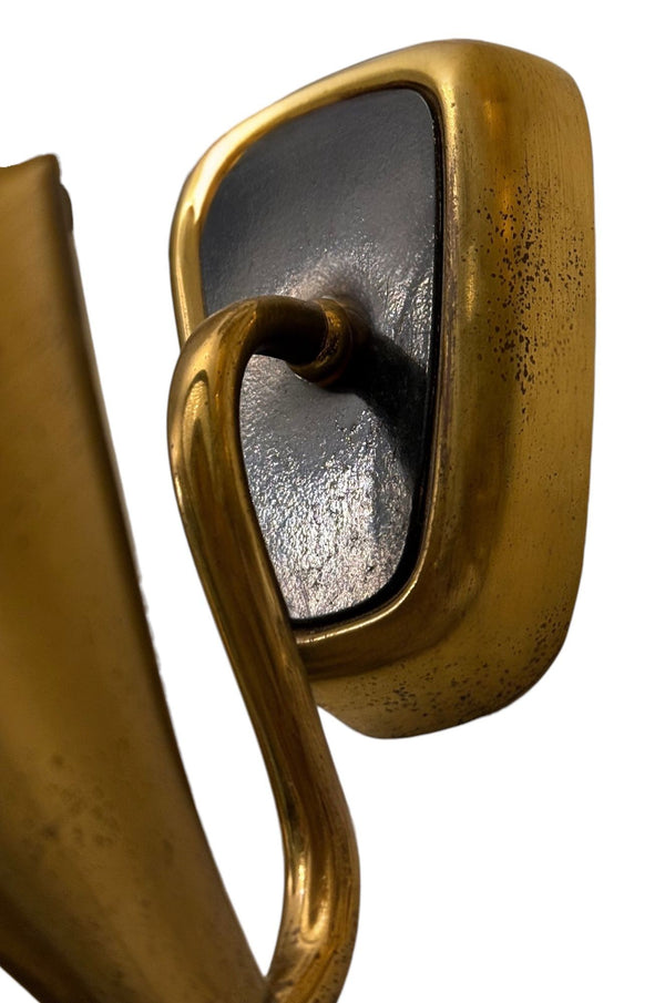 Pair of French Art Deco Brass and Textured Glass Wall Sconces, France, 1940’s.