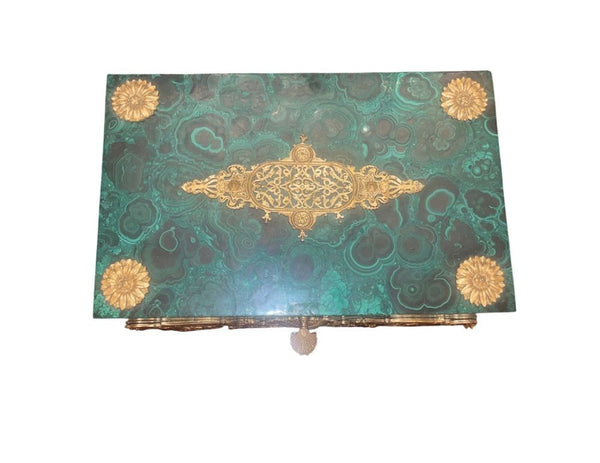 Russian Malachite and Gilt Bronze Decorative Box, Early 20th Century