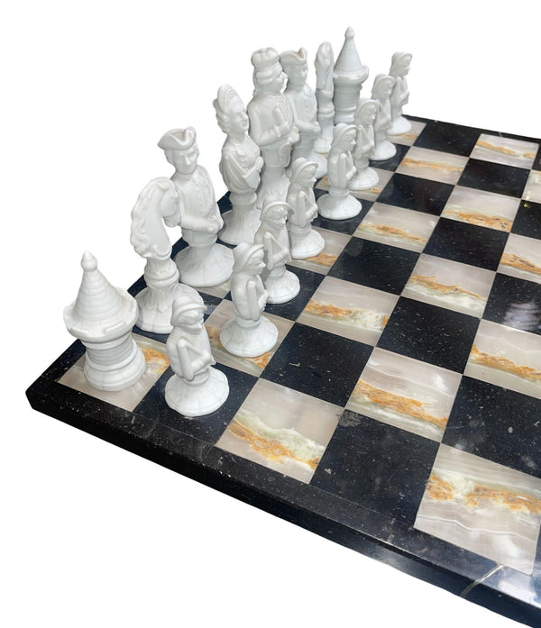 Fürstenberg Porcelain Chess Set on Marble Board, c.1947.