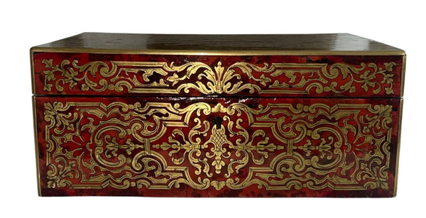 French Mid-19th Century Boulle Jewelry Box with Mirror and Perfume Bottle.
