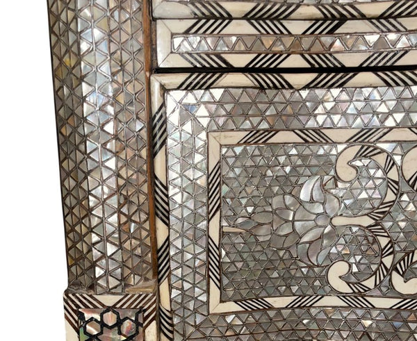 Late 19th Syrian Inlaid Pearl Serpentine Chest Dedicated to Prince Selim Daouk