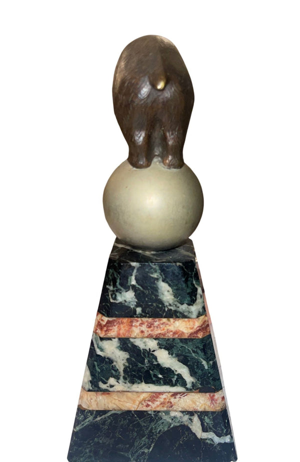 French Art Deco Bronze Bear Sculpture on Marble Base, 1920's.