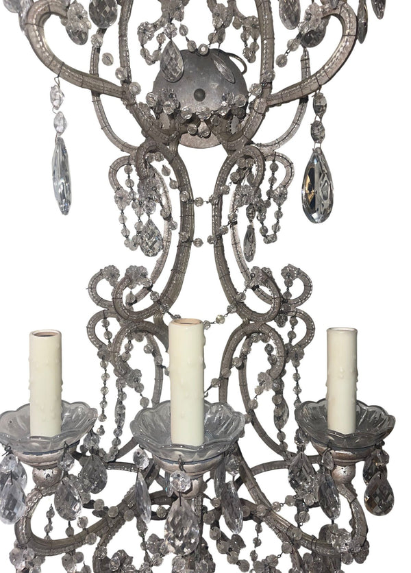 Pair Italian Crystal Beaded Wall Sconces, Mid-20th Century