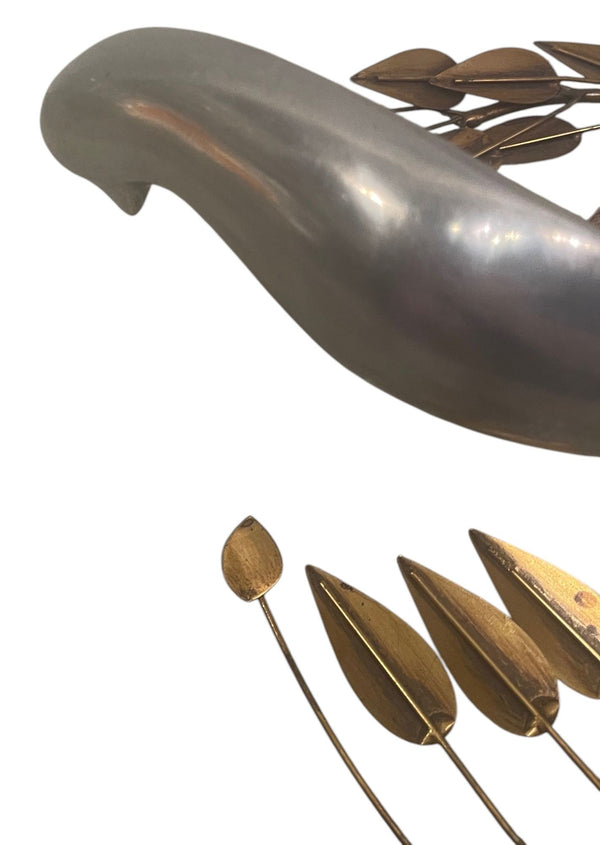 Pair Curtis Jere Brass & Chrome Bird Wall Sculptures, 1980.