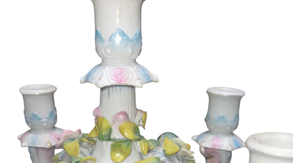 Pair of Meissen Style Porcelain Five-Arm Candelabras. Germany, 20th century.
