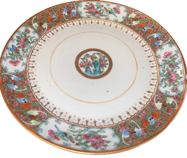 Mid-19th Century Set of Seven Chinese Export Rose Mandarin Porcelain Plates