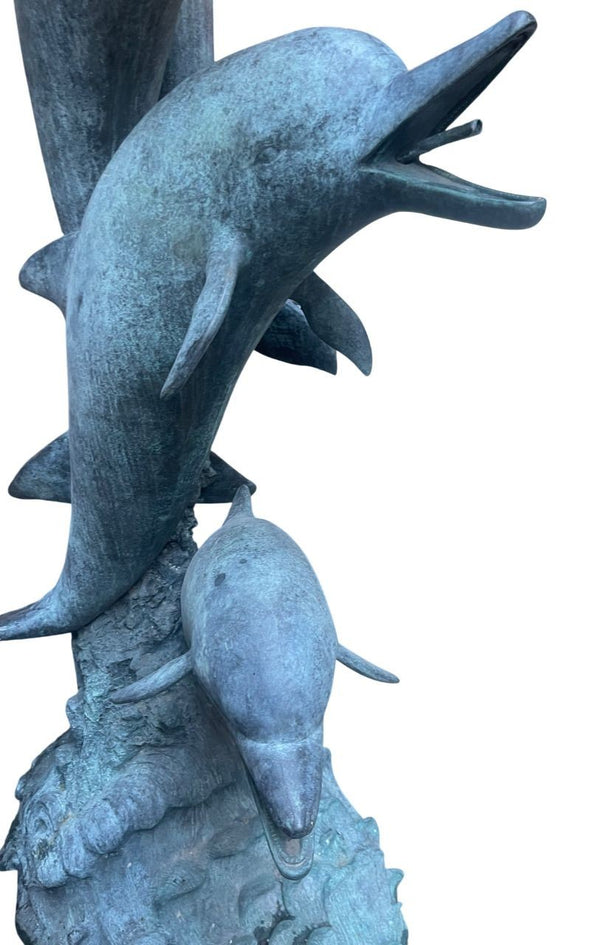 Monumental American Bronze Four-Dolphin Fountain Sculpture. Late 20th Century.