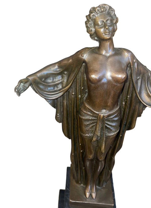 D.H. Chiparus Style Art Deco Bronze Female Figure on Marble Base, France, 1920's