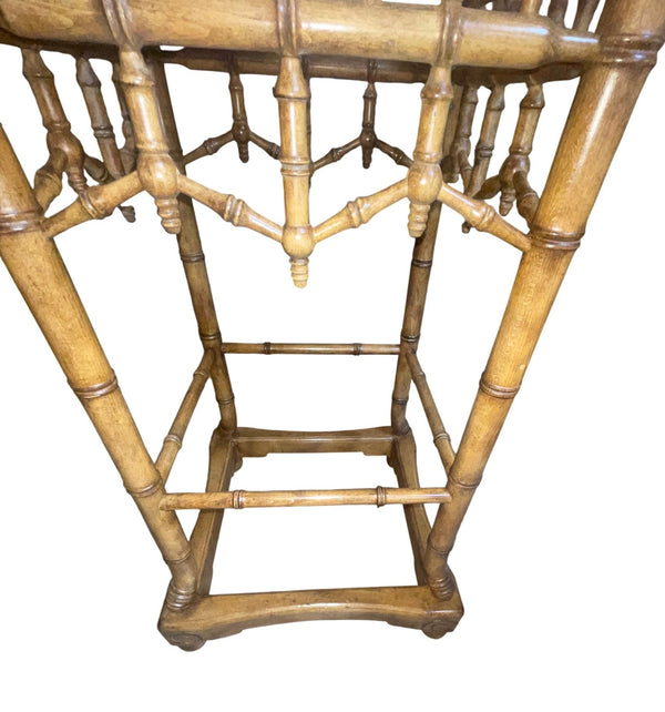 Pair of Early 20th Century Chinese Hand Carved Wood Pedestals Faux Bamboo Style