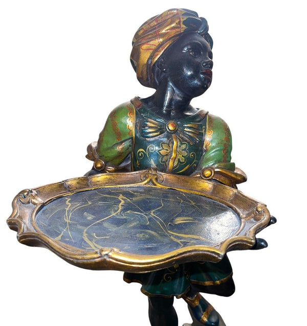 Early 20th Century Italian Pair of Polychrome Blackamoor Carved Wood Figures