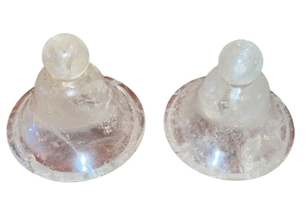 Mid 20th Century Pair of Italian Rock Crystal Lidded Urns