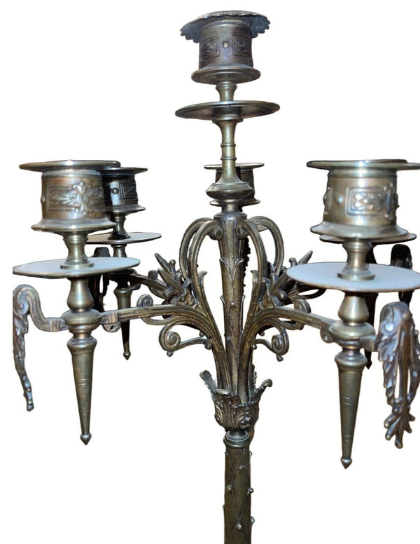 Pair of Late 19th Century French Bronze Candelabras on Black Marble Bases