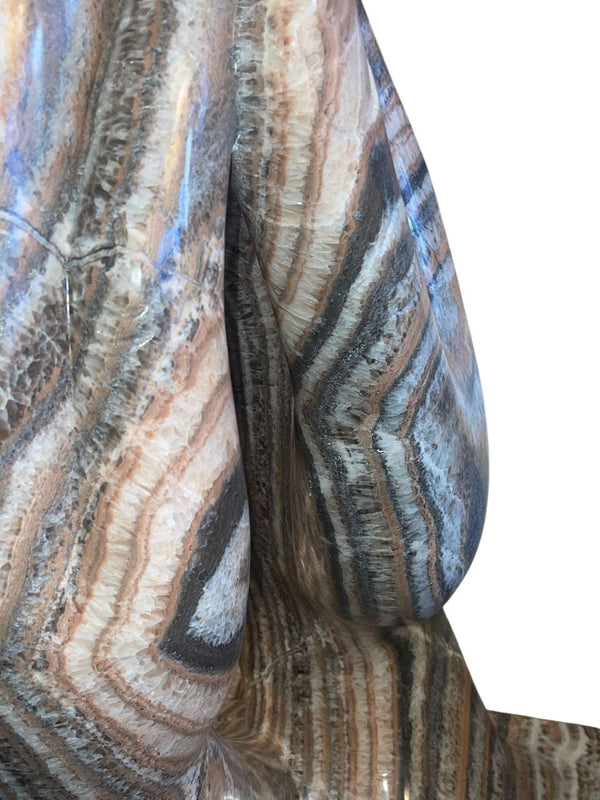 Large Mid-Century Carved Rainbow Onyx Hand Sculpture