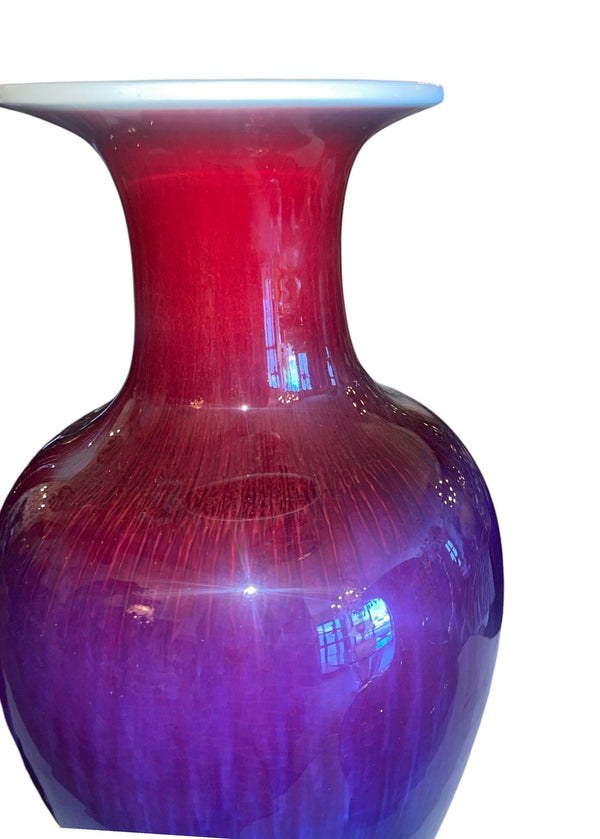 20th Century Set of Three Chinese Flambé Glazed Porcelain Vases