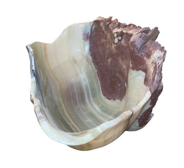 Monumental Sculptural Onyx Bowl with Natural Mineral Edge