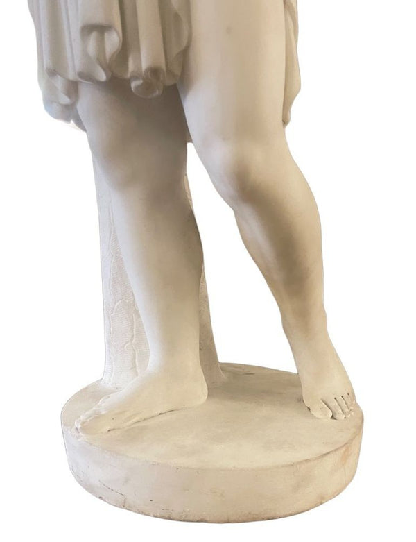 19th Century Italian Carrara Marble Classical Maiden Sculpture
