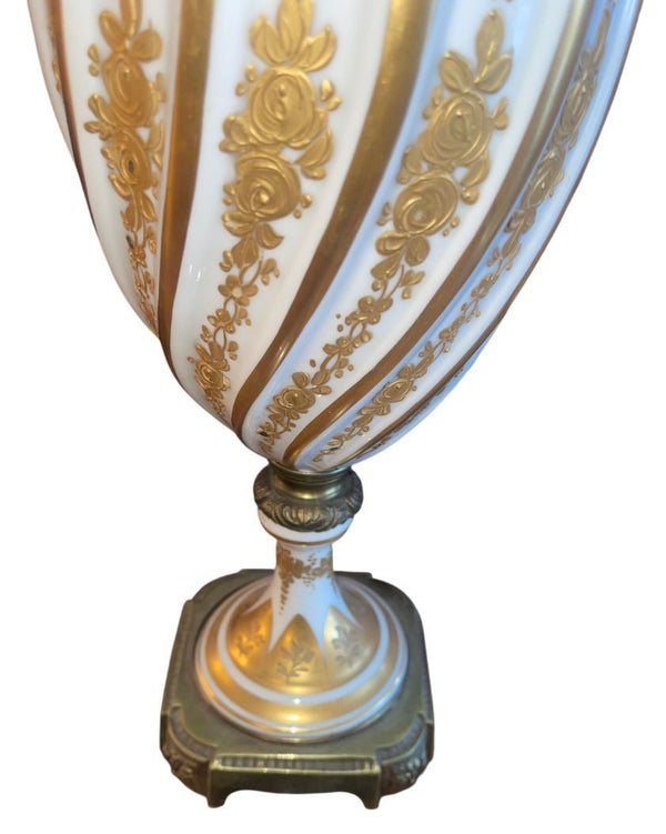 Pair Sèvres Style Porcelain Table Lamps Signed Weidmann Sèvres. France, 1950's.