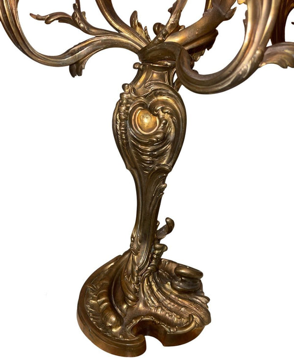 Early 19th Century Pair of Gilt Bronze Candelabras in the Manner of Henry Dasson